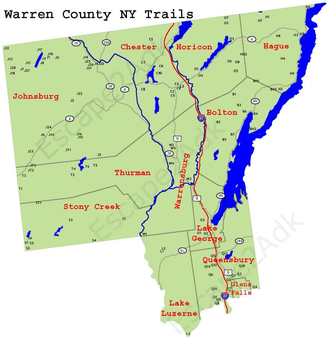 Warren County Hikes Map